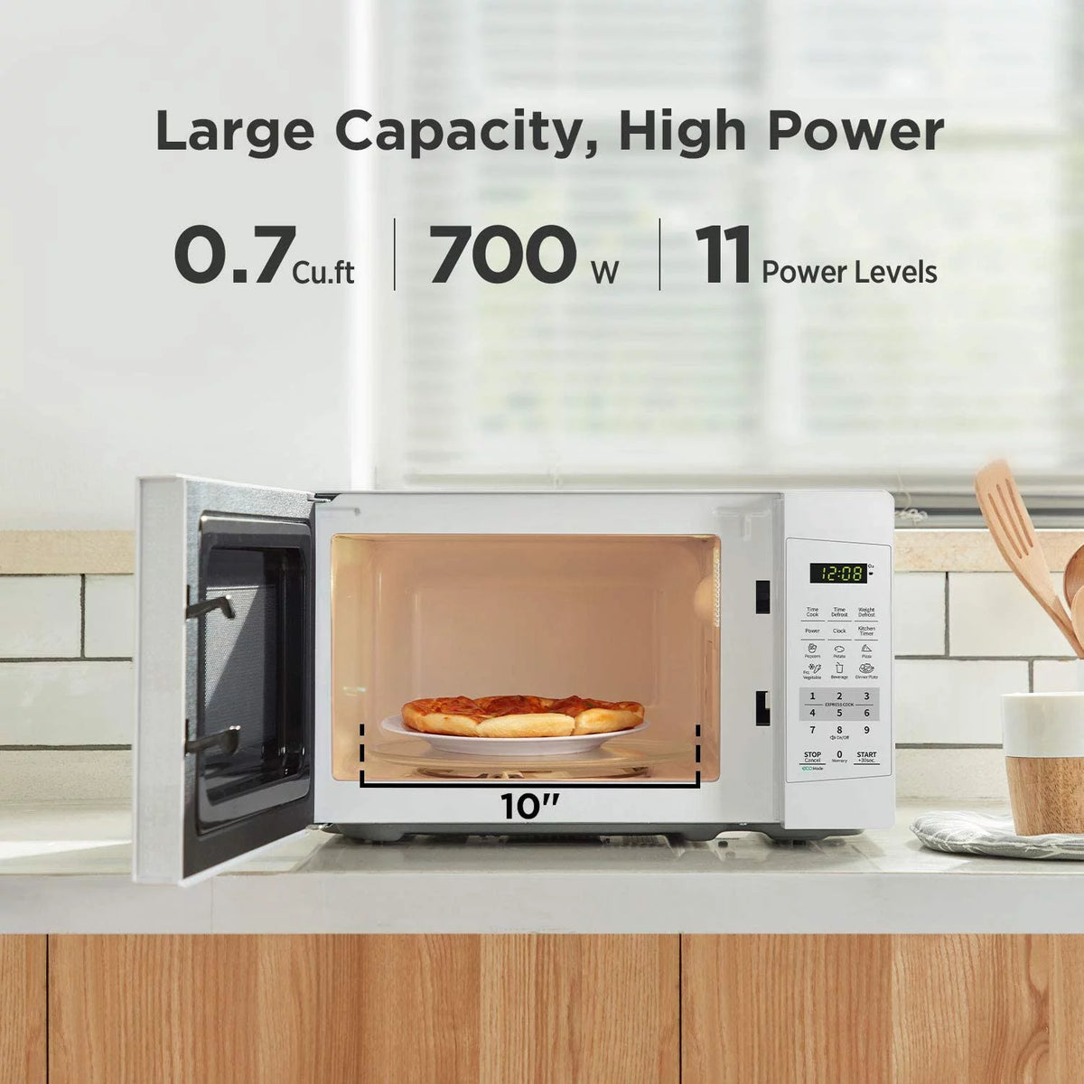 0.7 Cu Ft 700W Pearl White Countertop Microwave Oven Y864