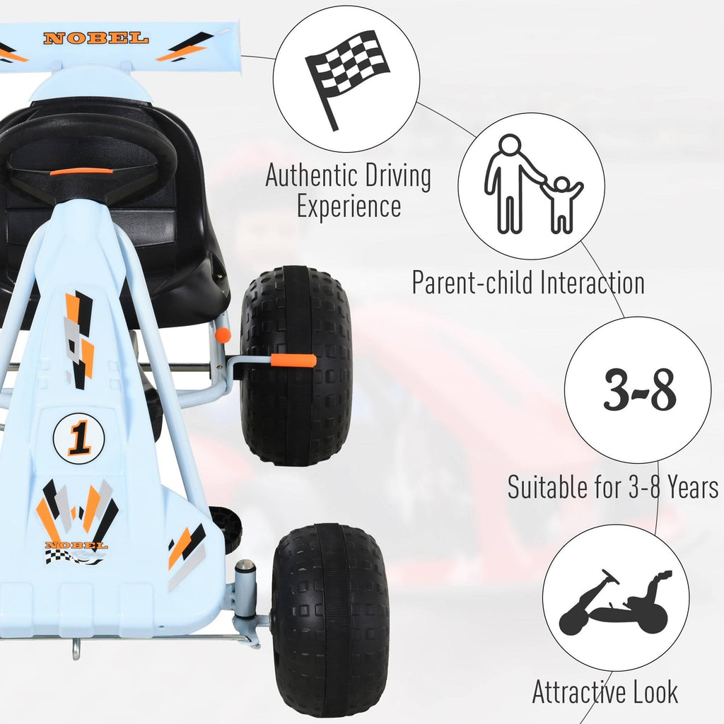 Pedal Go Kart Ride on Car with Adjustable Seat, Plastic Wheels, Handbrake and Shift Lever, White W987130