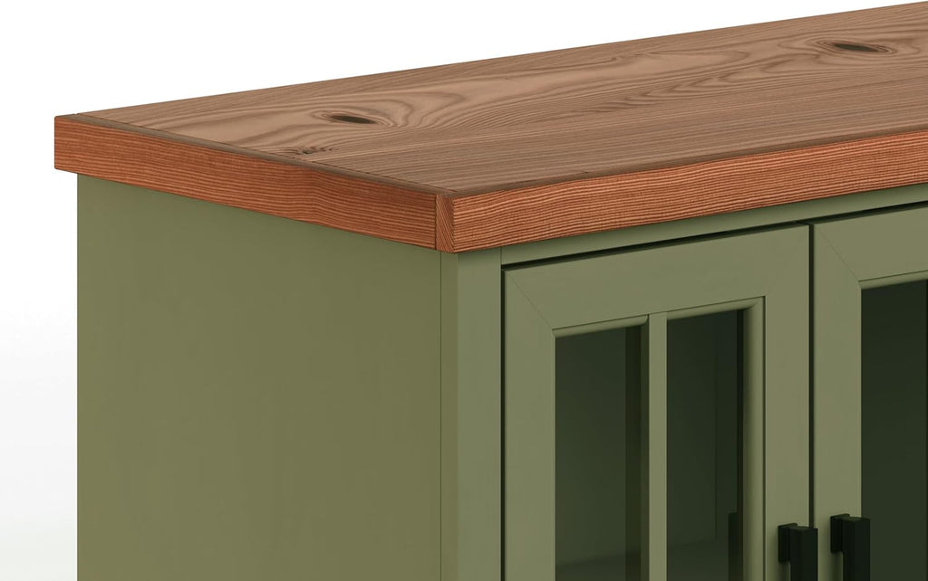 Sage Green Fruitwood Fireplace TV Stand Console S78523