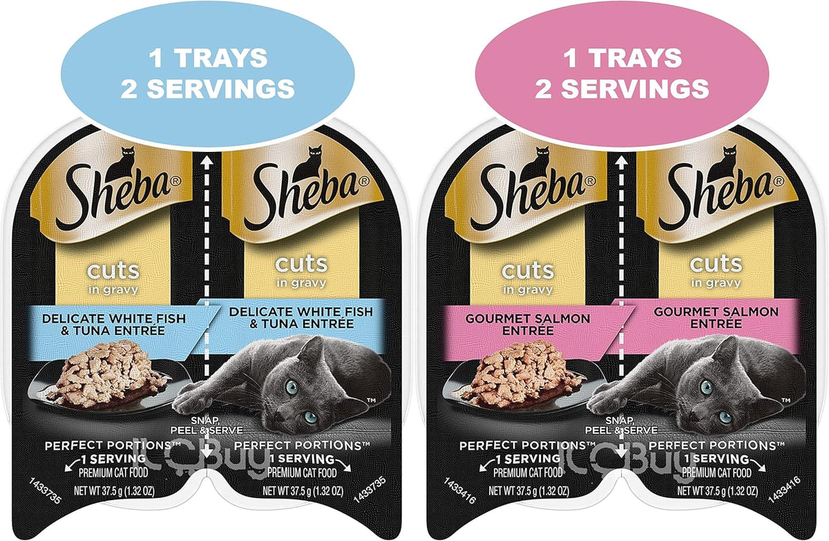 12 Trays 2.6 Oz Each Assorted Cuts in Gravy Pate in Natural Juice Cat Food R394