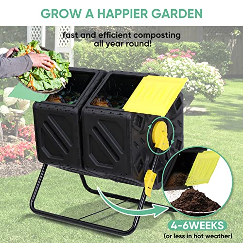 37 Gallon Black Dual Chamber Compost Tumbler W5700