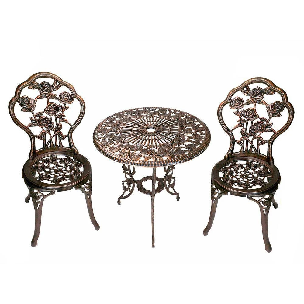 3-Piece Cast Metal Bistro Set with 2 Chairs Z255022