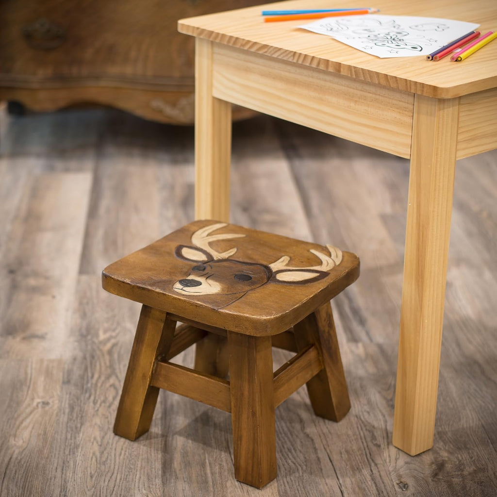 Hand Carved Acacia Hardwood Decorative Short Stool N340417