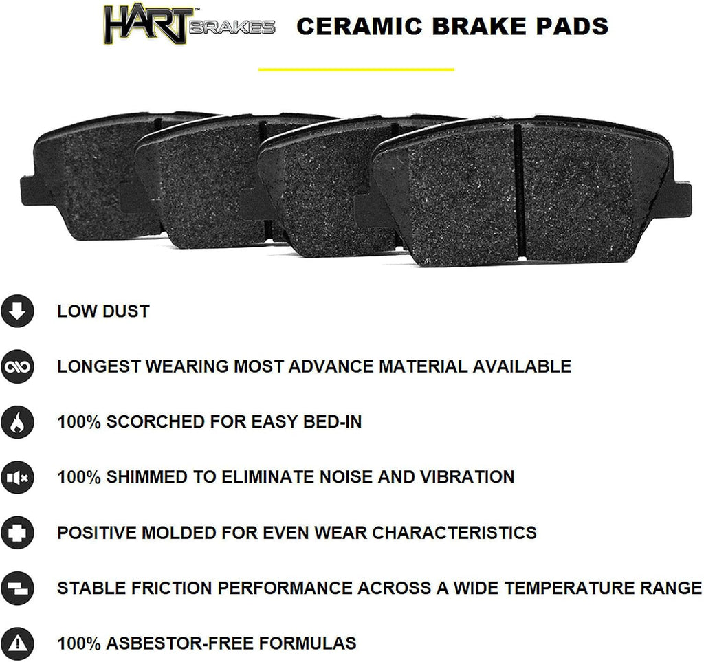 Front Rear Black Drilled Slotted Brake Rotors and Ceramic Brake Pads N7376