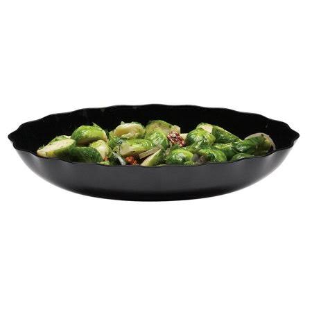 Black Oval Serving Bowl with Scalloped Edges 3 Qt. A643