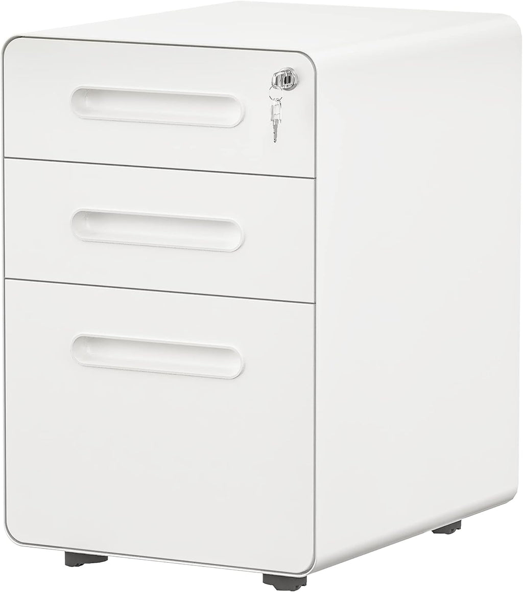 3 Drawer Metal Rolling File Cabinet with Lock D472