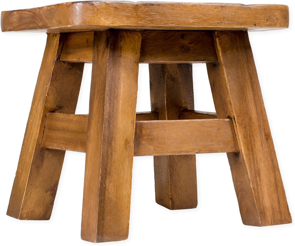 Hand Carved Acacia Hardwood Decorative Short Stool N340417