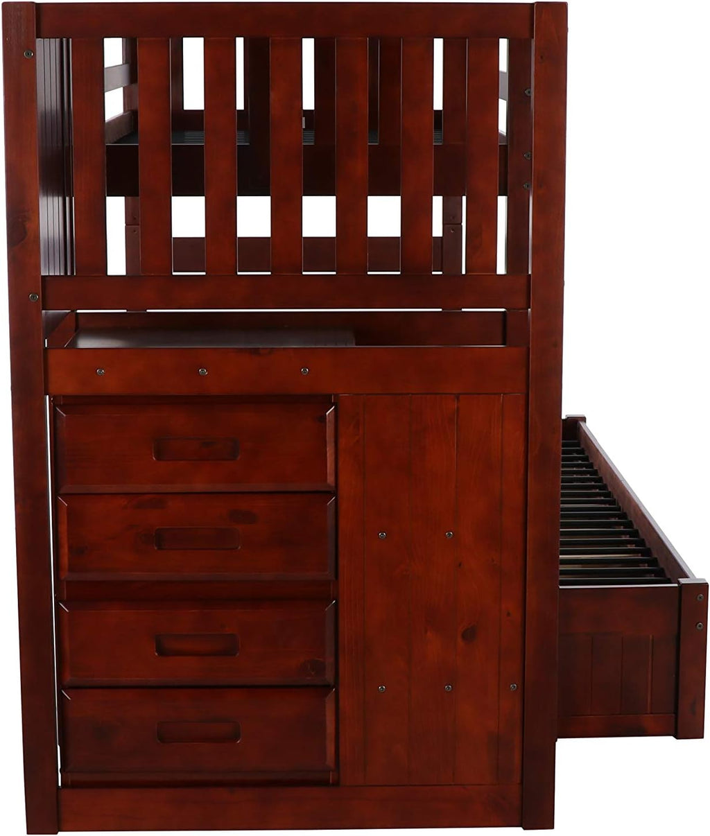 Twin Over Full Staircase Bunk Bed with 3 Drawers M636