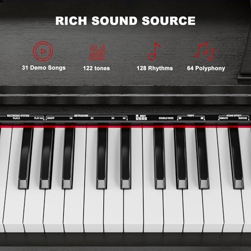 Black Full Size Weighted Key Digital Piano with Piano Bench, Stand, 3 Pedal Y472