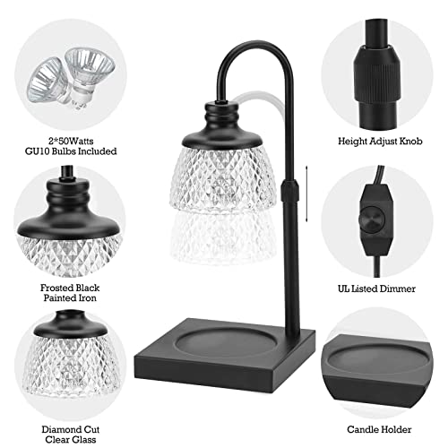Black Electric Candle Warmer Lamp with 2 Bulbs Height Adjustable Dimmer R615