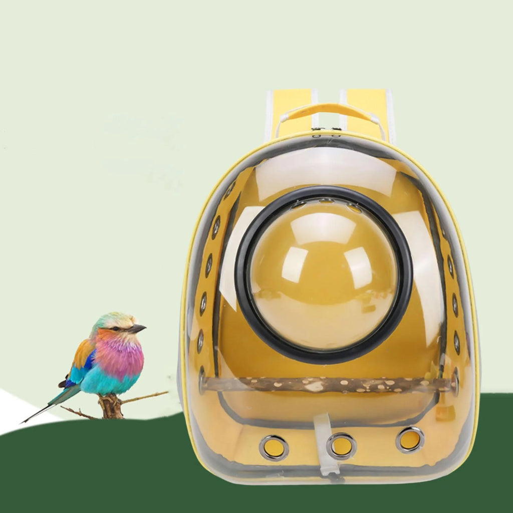 Green Yellow Transparent Bird Carrier with Perch P591439