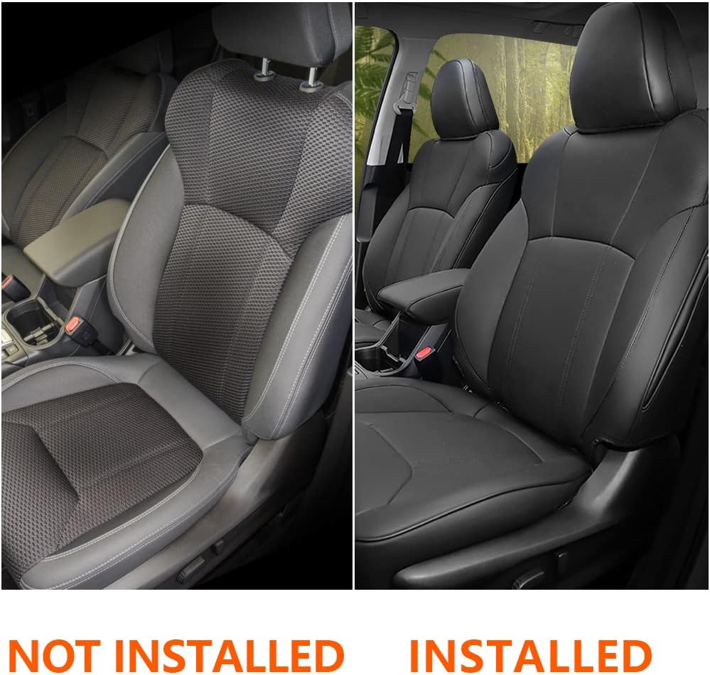 Faux Leather Car Seat Covers Full Set Black A190881