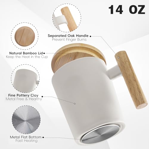 Coffee Mug Warmer & Mug Set, 14oz Heated Cup with Temperature Control and Auto Shut Off Y59956