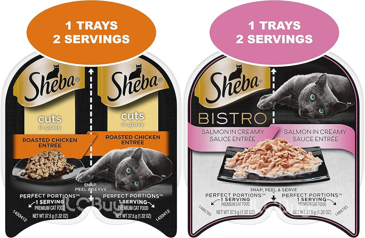 12 Trays 2.6 Oz Each Assorted Cuts in Gravy Pate in Natural Juice Cat Food R394