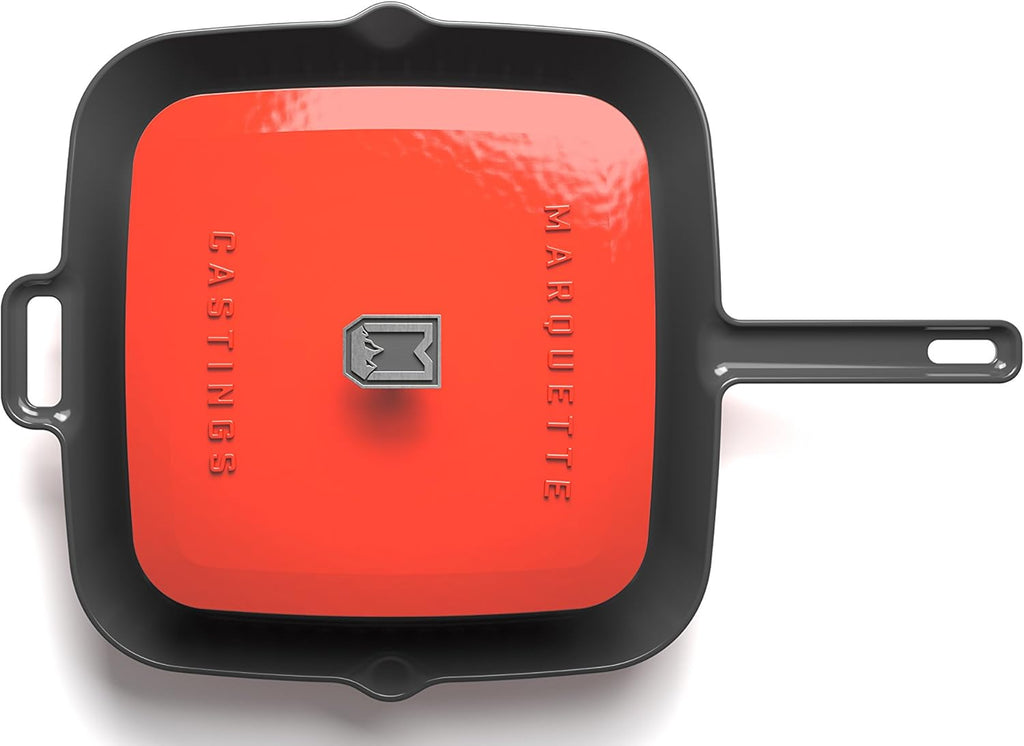Enameled Grill Pan with Press (Iron Red) A384578
