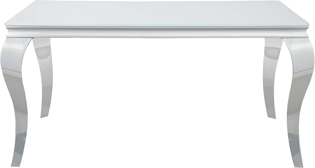 Glass Top White Chrome Dining Table T79957