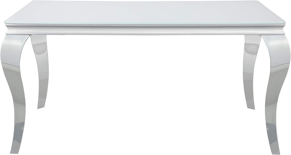 Glass Top White Chrome Dining Table T79957