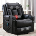Black Faux Leather Manual Recliner Chair with Heat and Vibration R5933