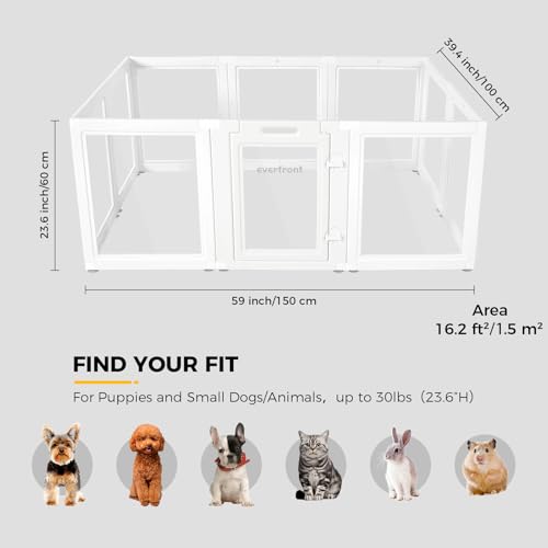 Clear Acrylic Plastic Dog Playpen, 30.3" Height, 10 PCS E526