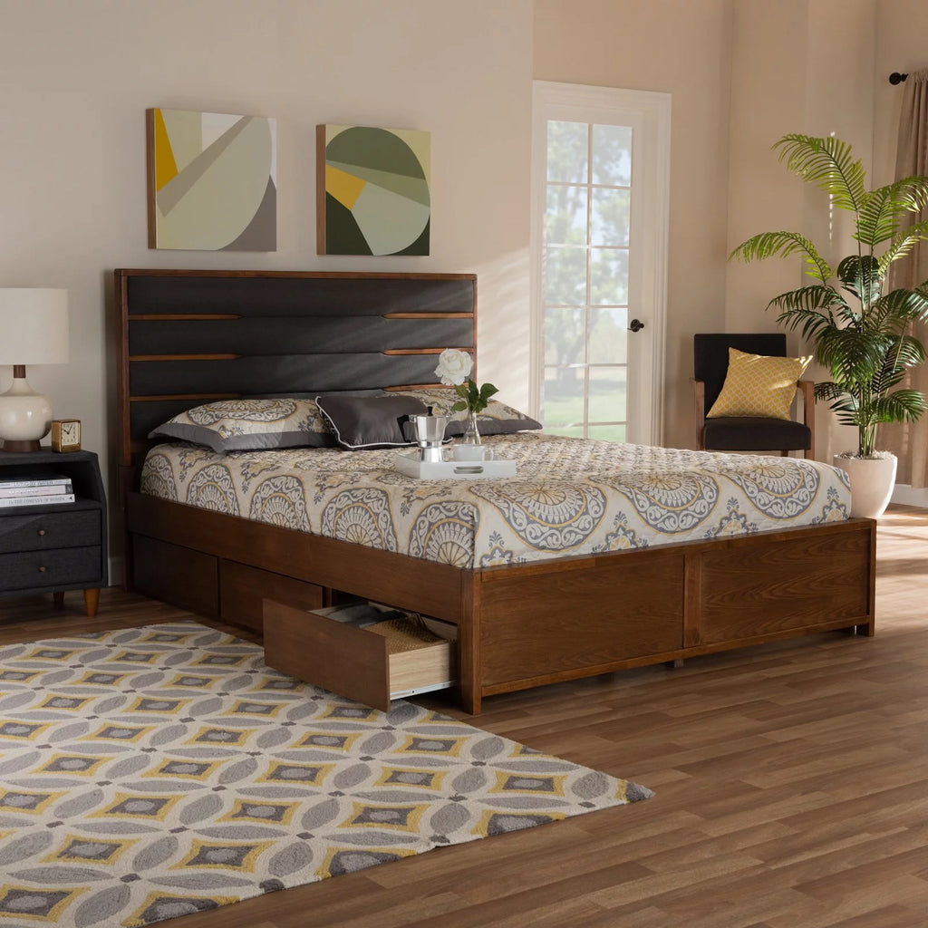 Queen Dark Gray Upholstered Platform Bed H10980