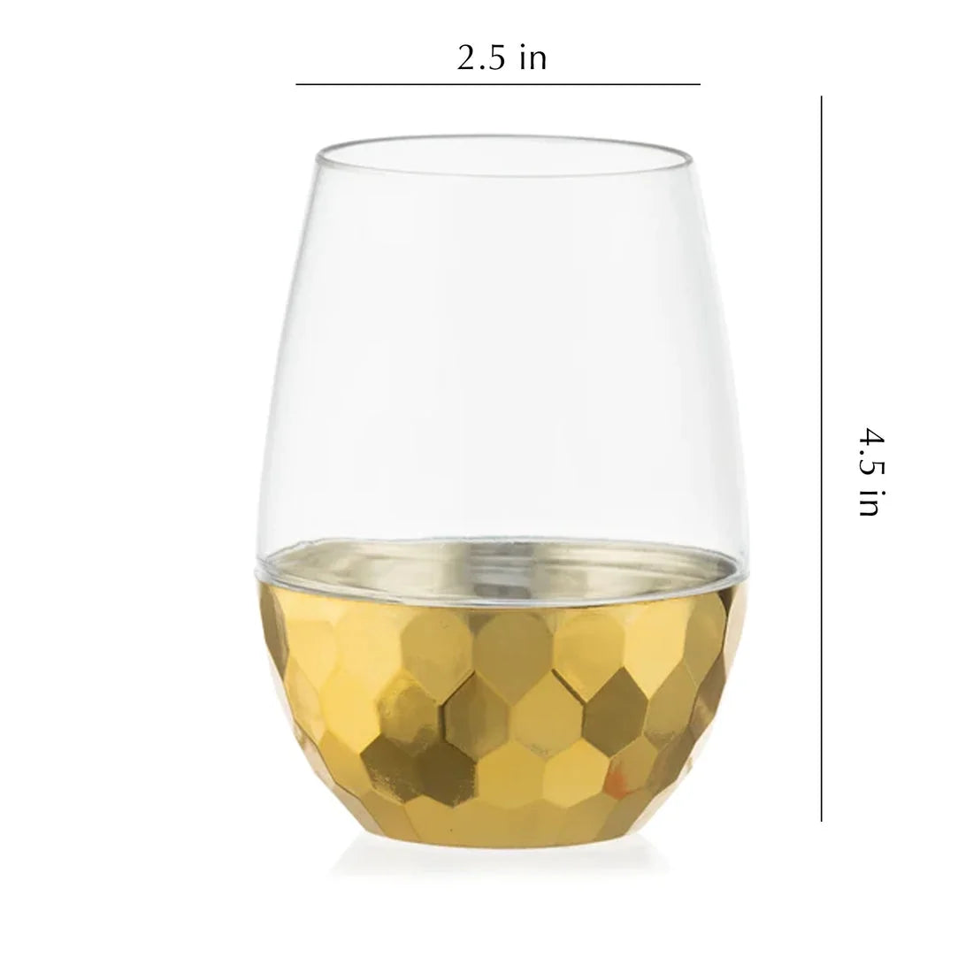 Clear Gold Bottom 16 Oz Stemless Wine Goblet Pack of 6 C815813