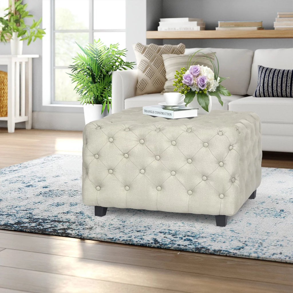 Upholstered Tufted Coffee Table with Padded Seat L125057