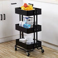 Black 3-Tier Kitchen Storage Utility Cart V89643