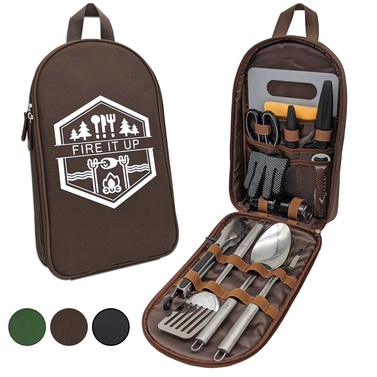 Brown BBQ Grilling and Camping Cooking Utensils Set B89464