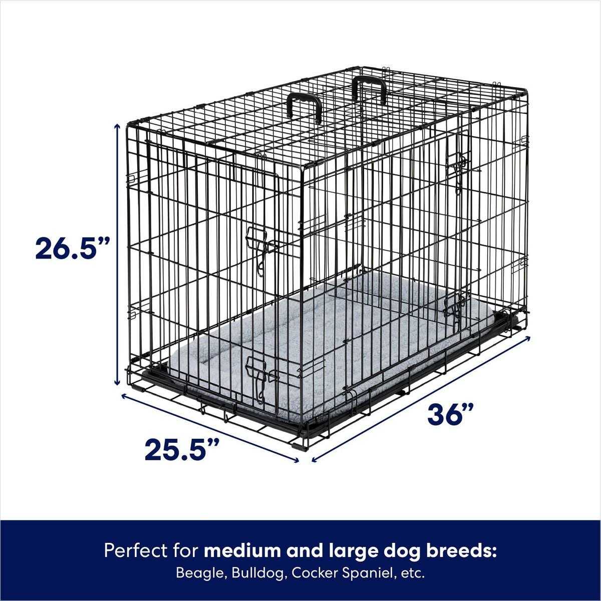 Heavy Duty Fold & Carry Double Door Collapsible Wire Dog Crate W66256