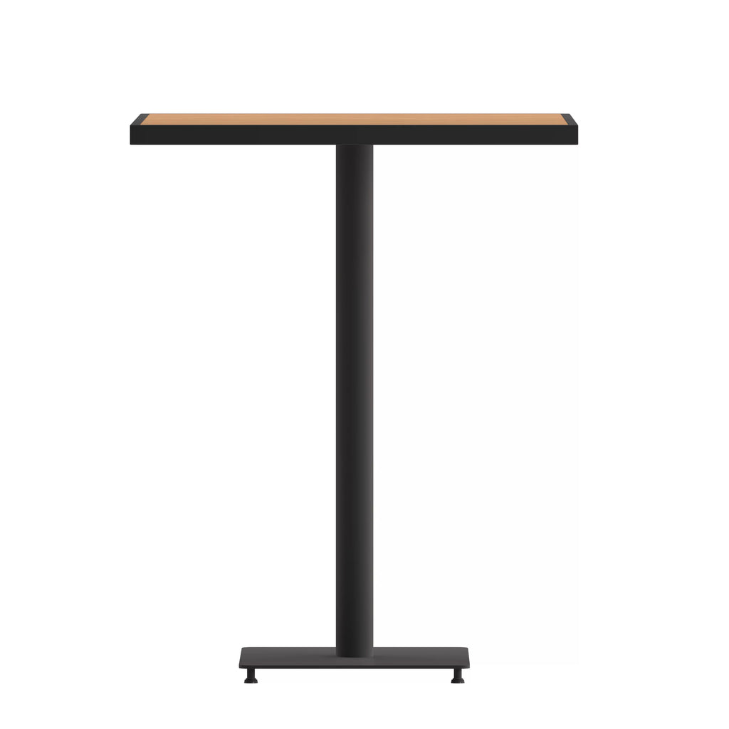 32" Square Outdoor Bar Height Table with Faux Teak Slats T531
