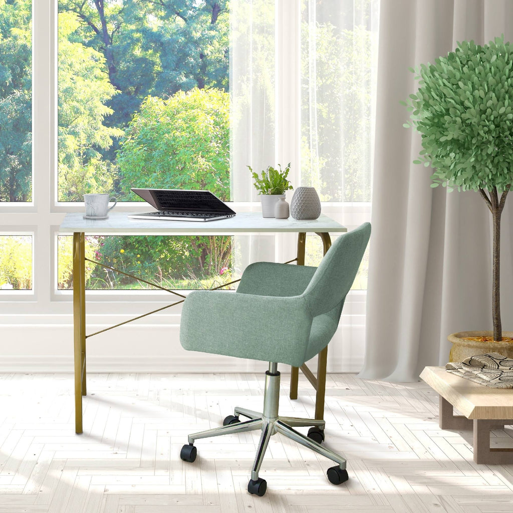 40 inch Faux Marble Top Desk with Brass Frame F13329