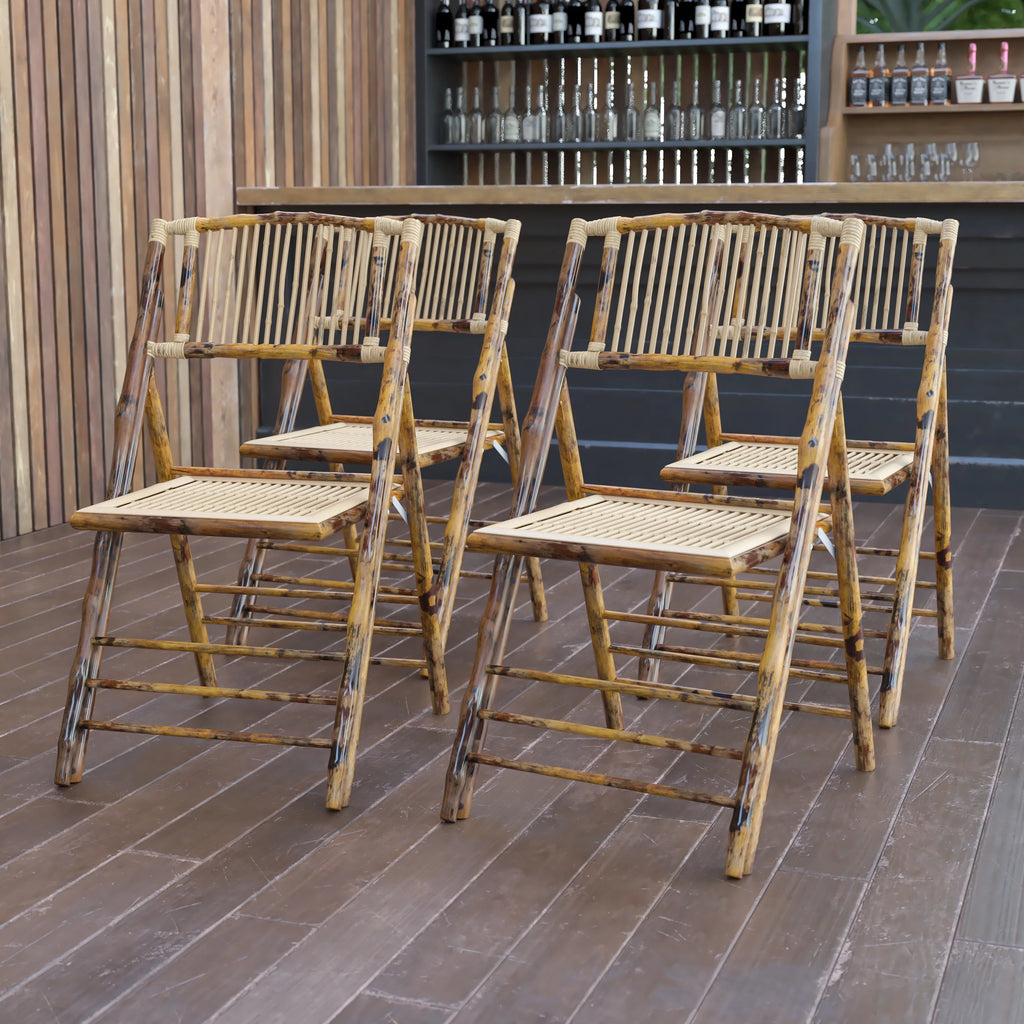 4 Pack Bamboo Wood Folding Chair I29892