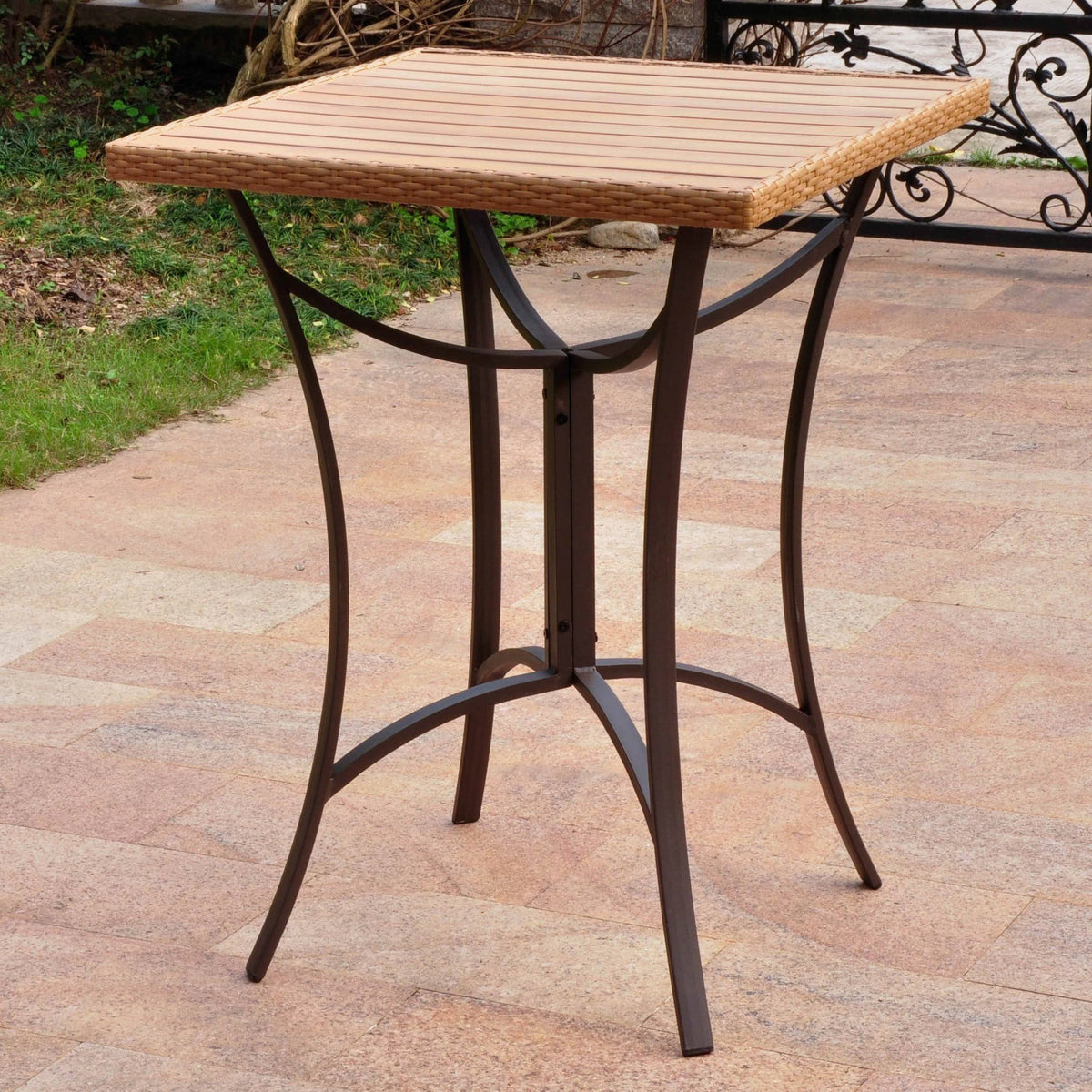 Black Antique Resin Wicker Aluminum Bar Table L344