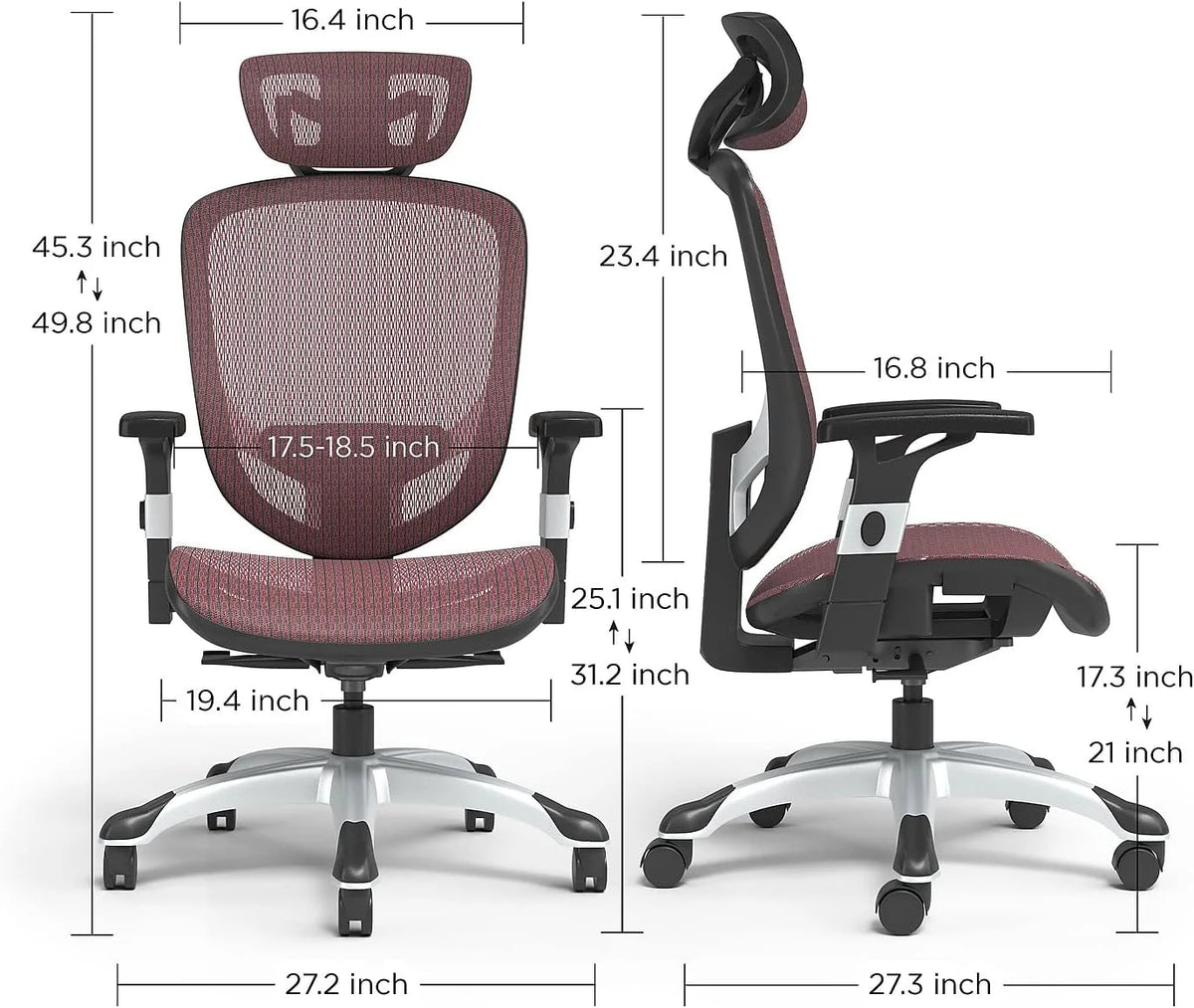 Mesh Computer And Desk Chair, Red Y9704