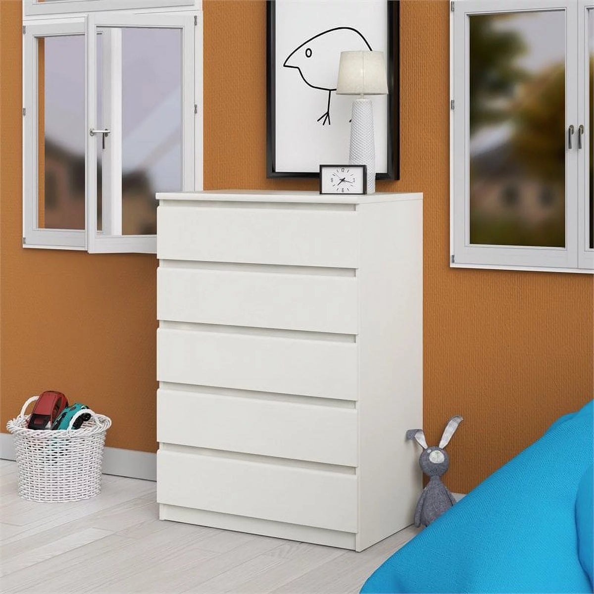 2 Piece Dresser and Chest Set Black Woodgrain Q494970