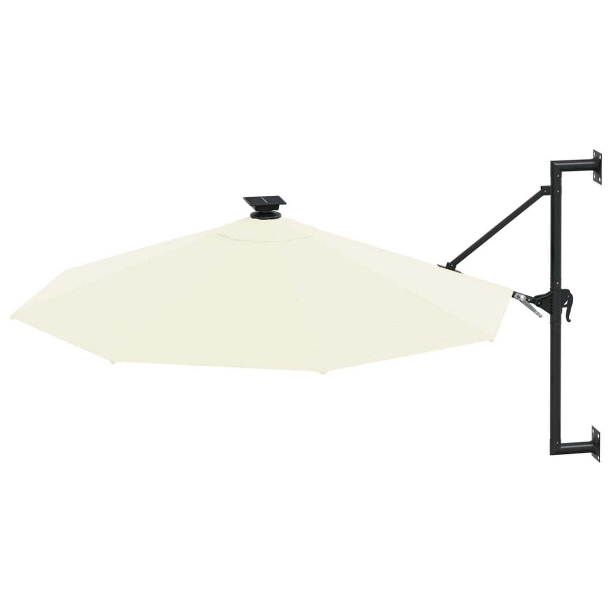 Wall Mounted Parasol with LEDs and Metal Pole Garden Folding Umbrella Sand 118.1 x 51.6 Inches P99650