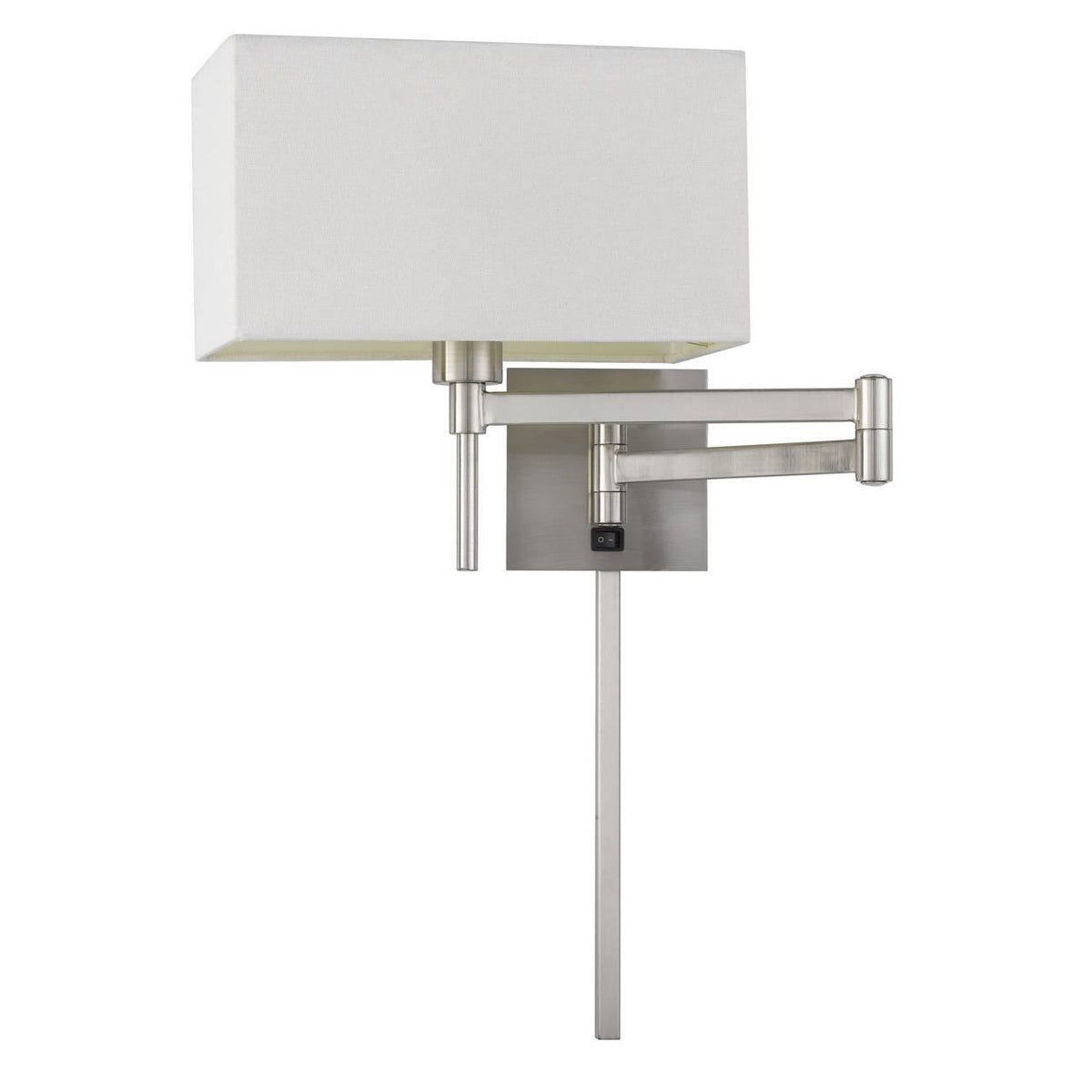 12x22 Wall Swing Arm Reading Lamp with Fabric Shade Brushed Steel M222