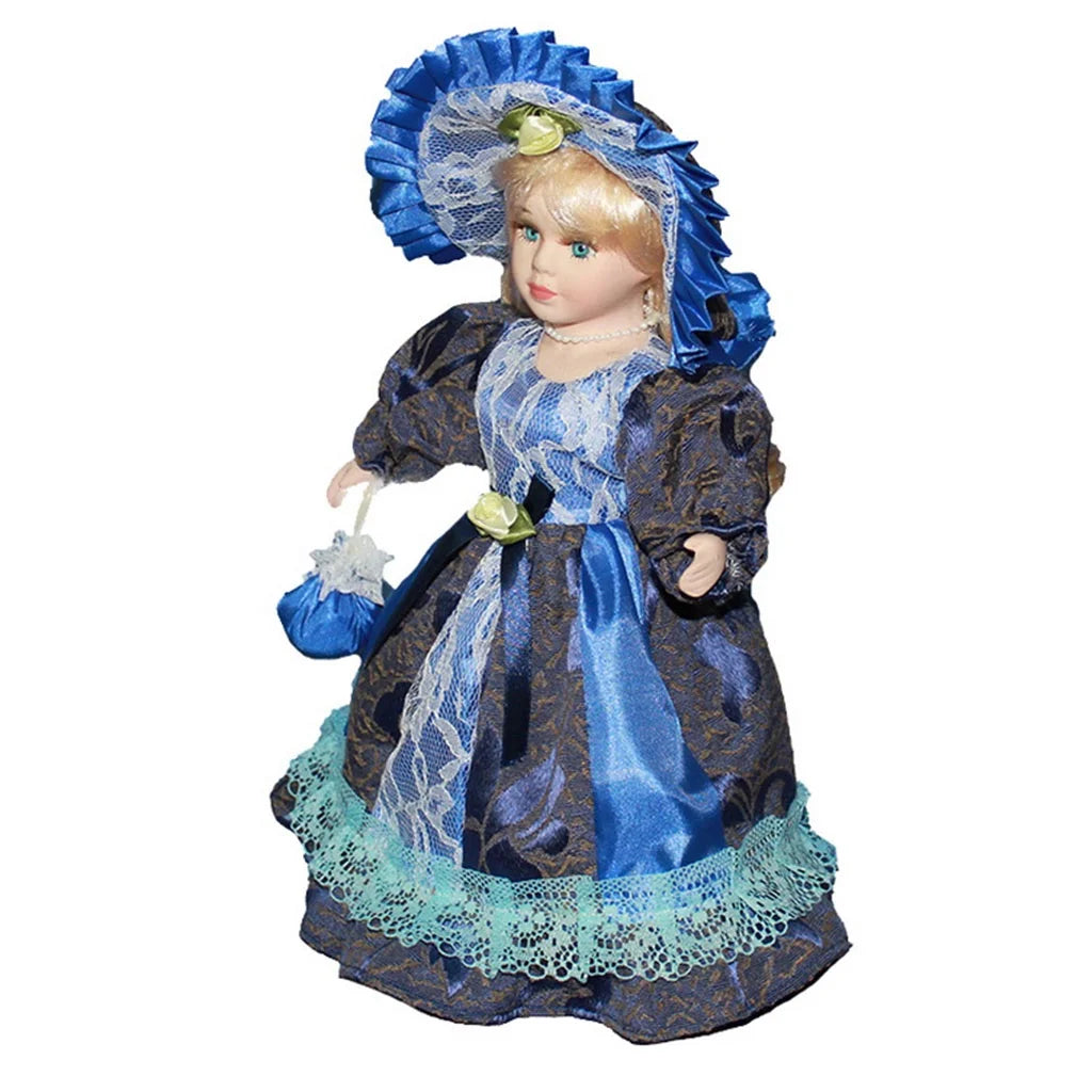 Porcelain Doll Figure with Wooden Stand F141