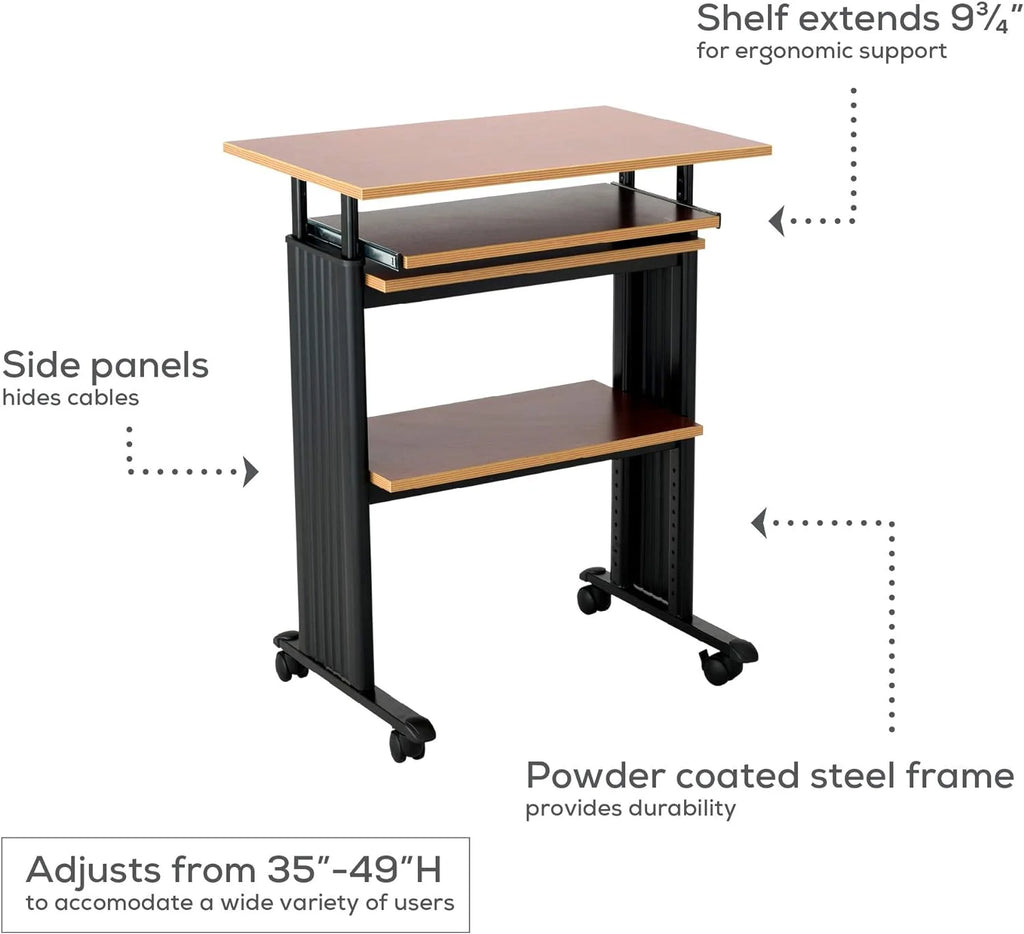 Height-Adjustable Desk with Keyboard Storage and 4 Wheels U115