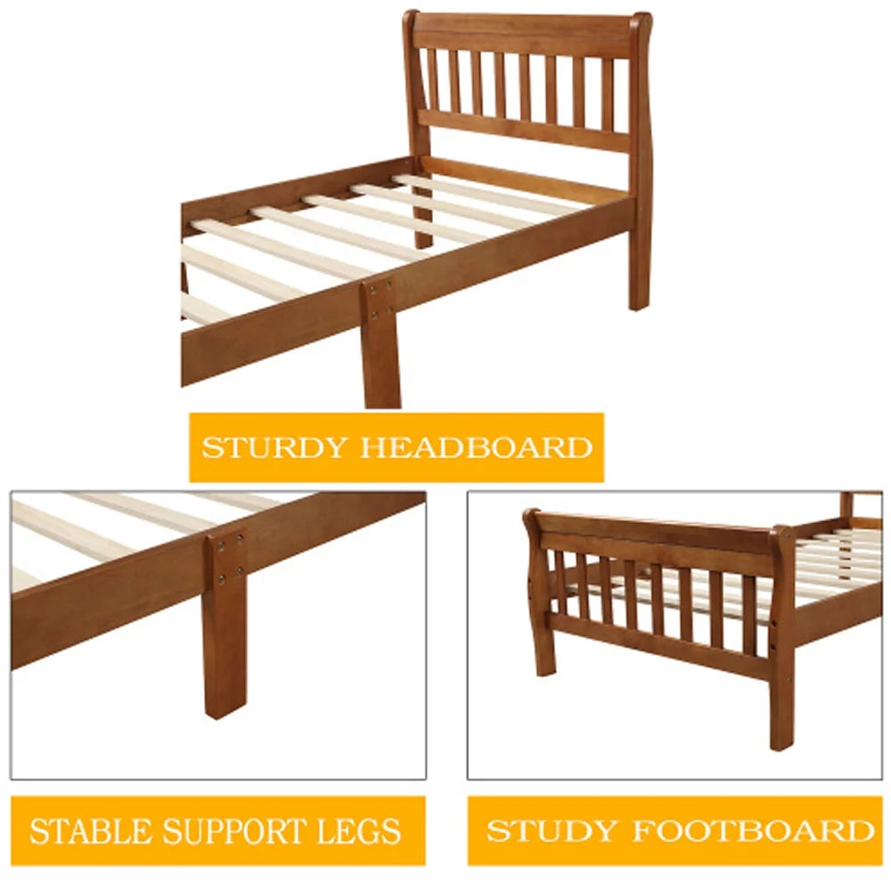 Wood Platform Bed with Headboard and Footboard W145