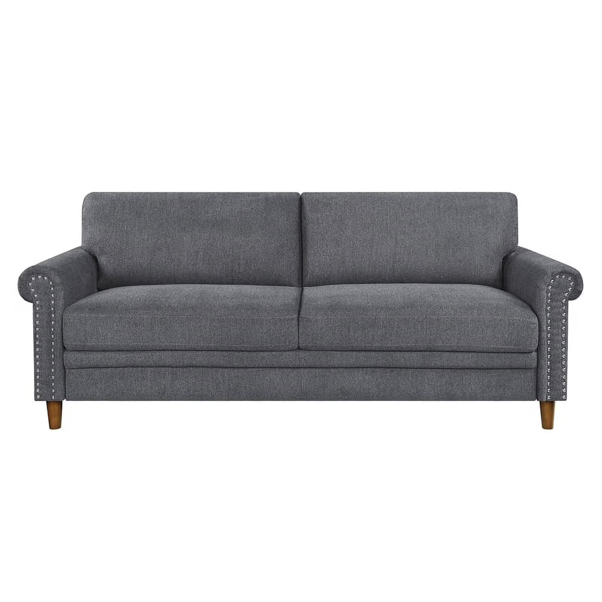 Dark Gray Fabric Upholstered Sofa with Roll Arms H5164