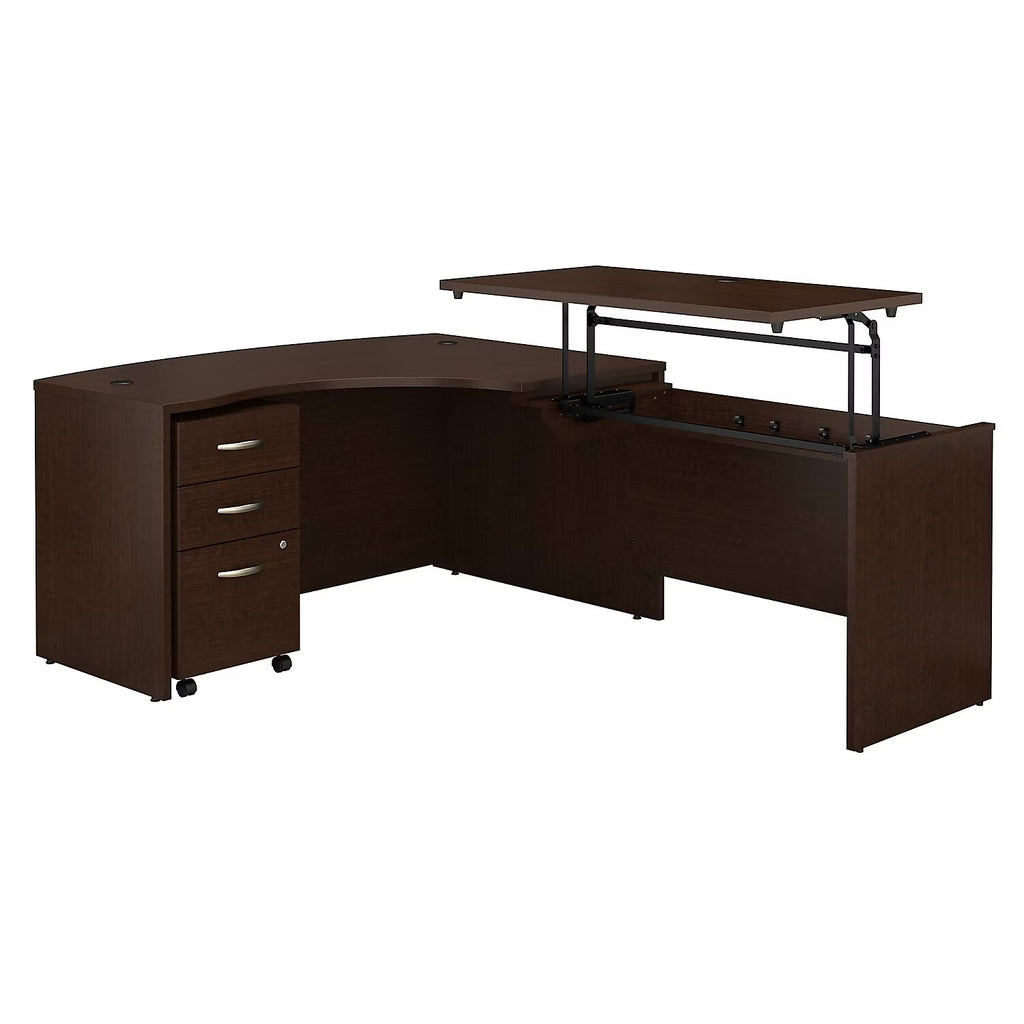 Mocha Cherry L Shaped Desk Office Set D2233