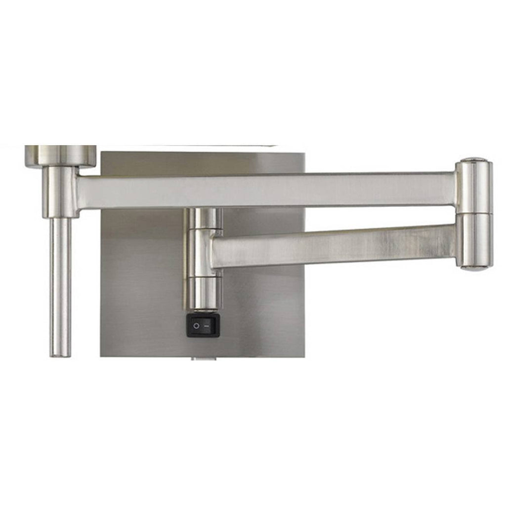 12x22 Wall Swing Arm Reading Lamp with Fabric Shade Brushed Steel M222