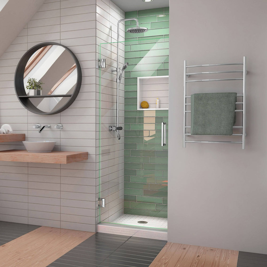 27 in. W x 72 in. H Frameless Hinged Shower Door, Satin Black E860860