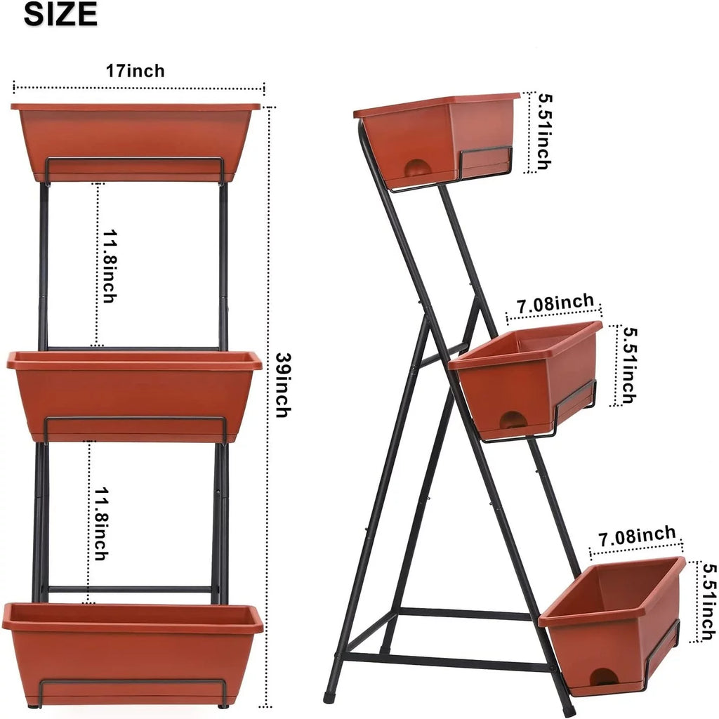 Vertical Raised Garden Bed Black 4 Tier I68940