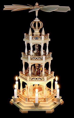 Natural 3-tier Christmas Pyramid, Height 58 cm Z739