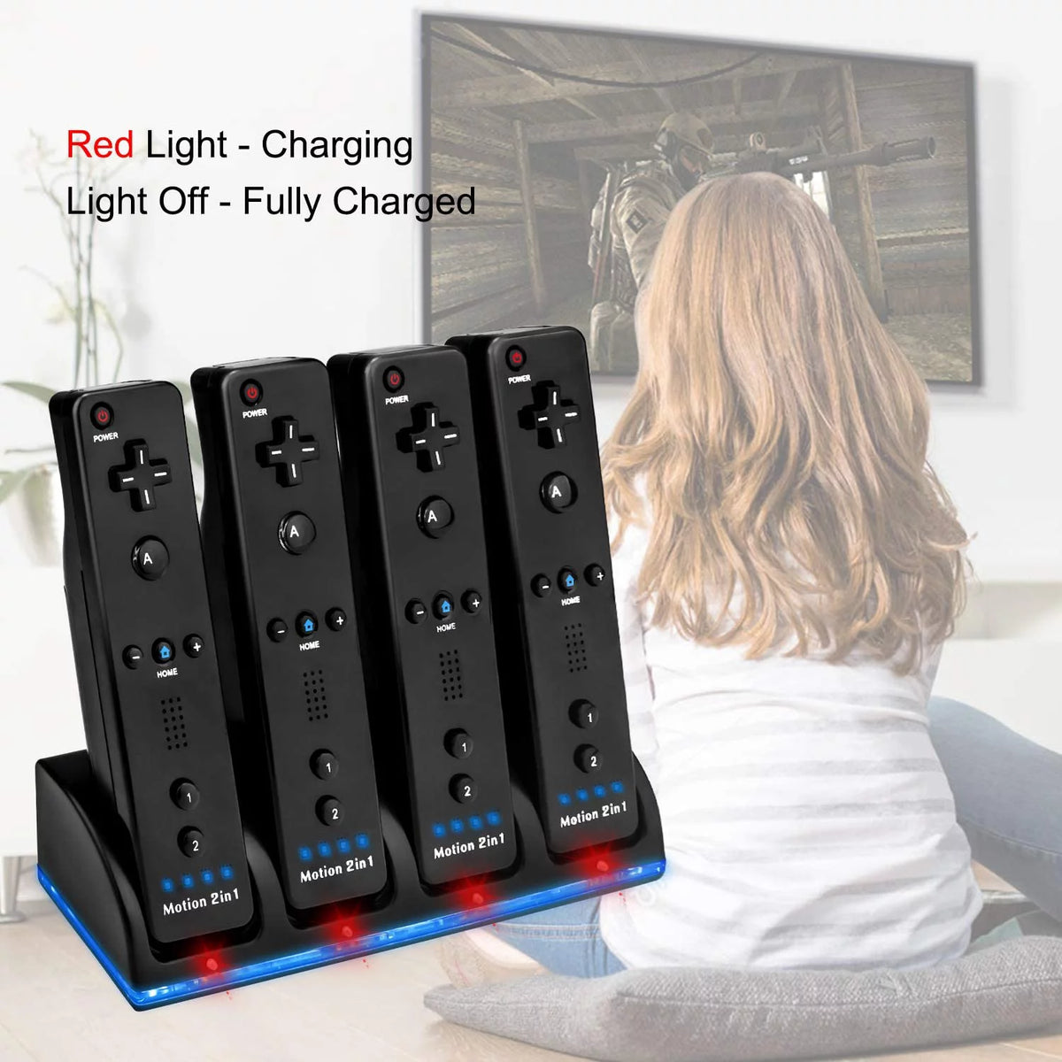 Charger Dock for Wii Remote with 4 Rechargeable Batteries U6805