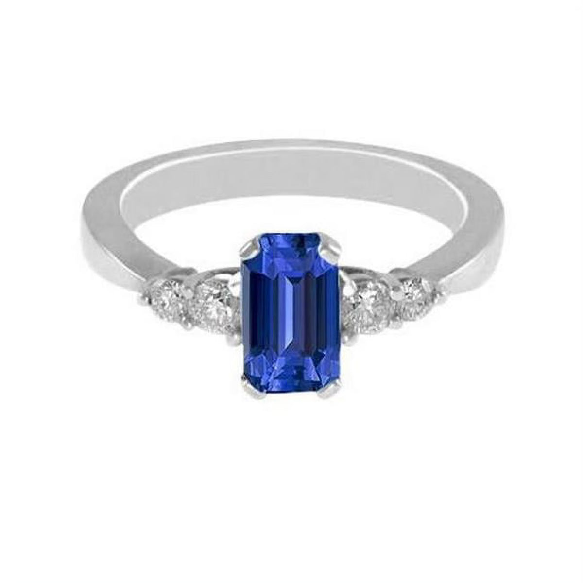 1.75 CT Blue Sapphire Round Diamond Ring K7918