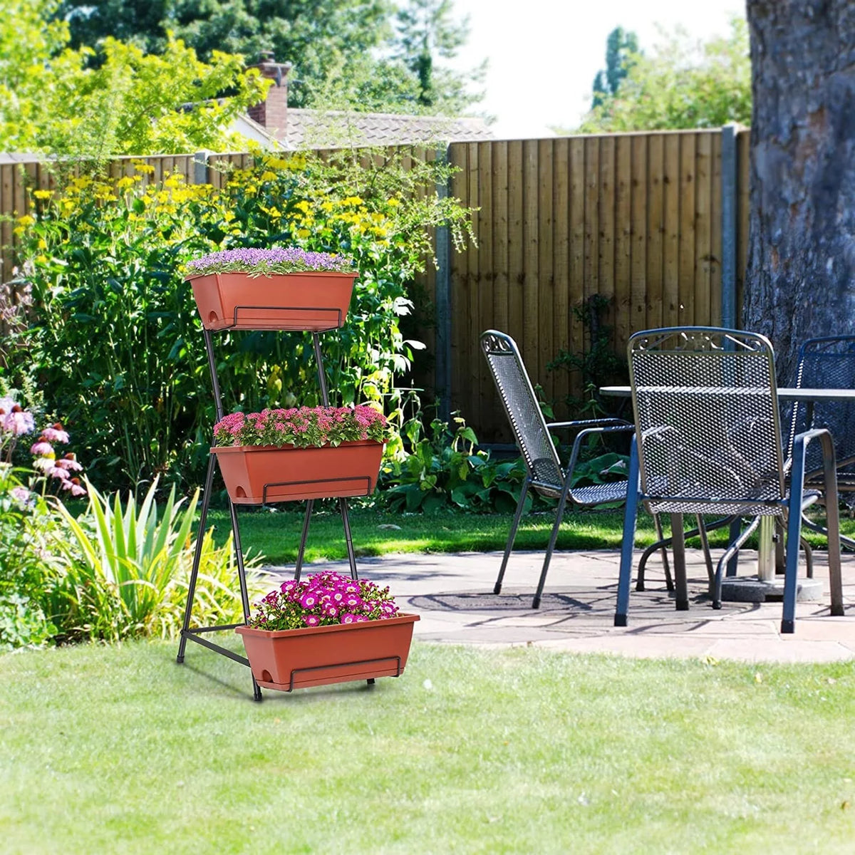 Vertical Raised Garden Bed Black 4 Tier I68940