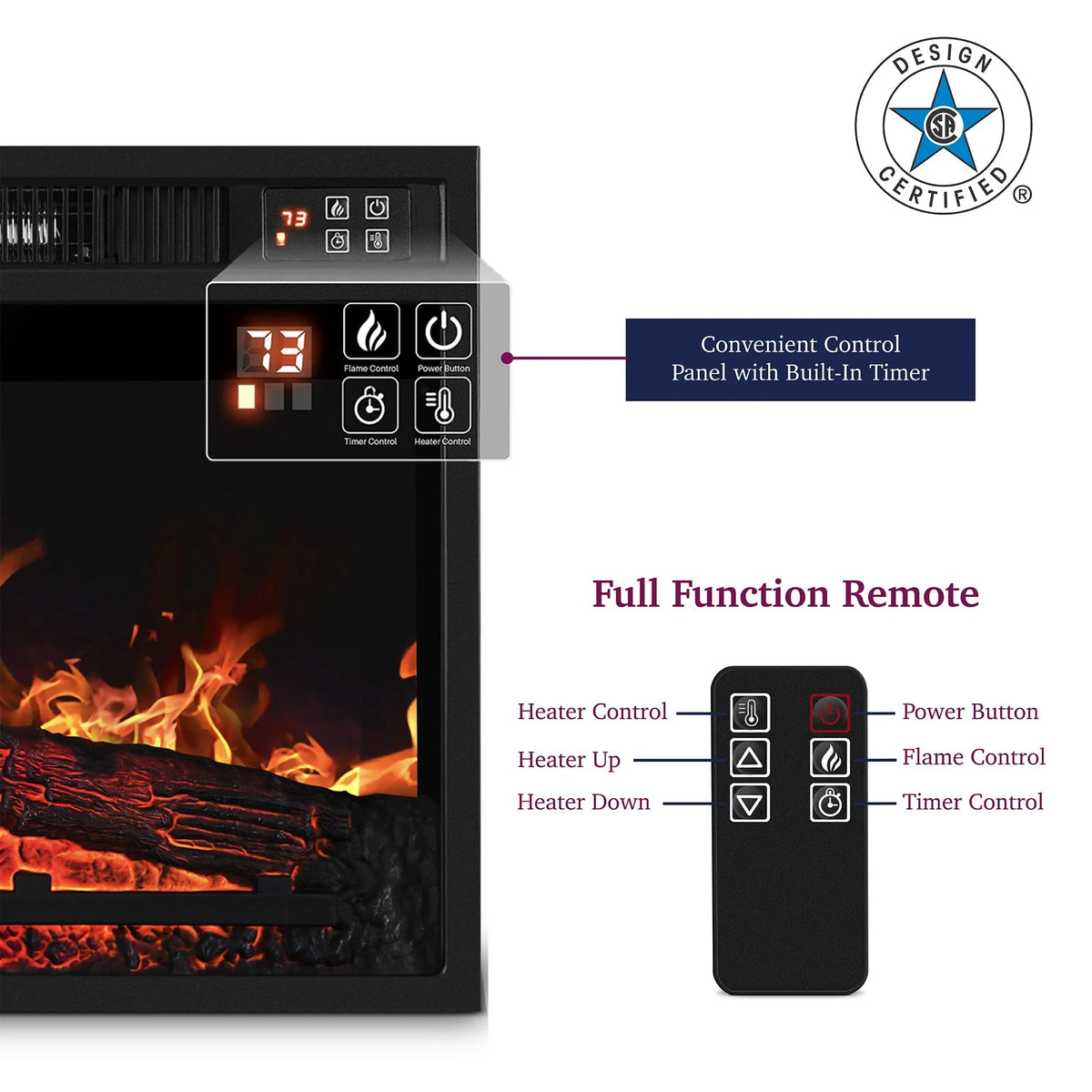 Gray Fireplace TV Stand with 23" Electric Fireplace and Storage Cabinet Z5539